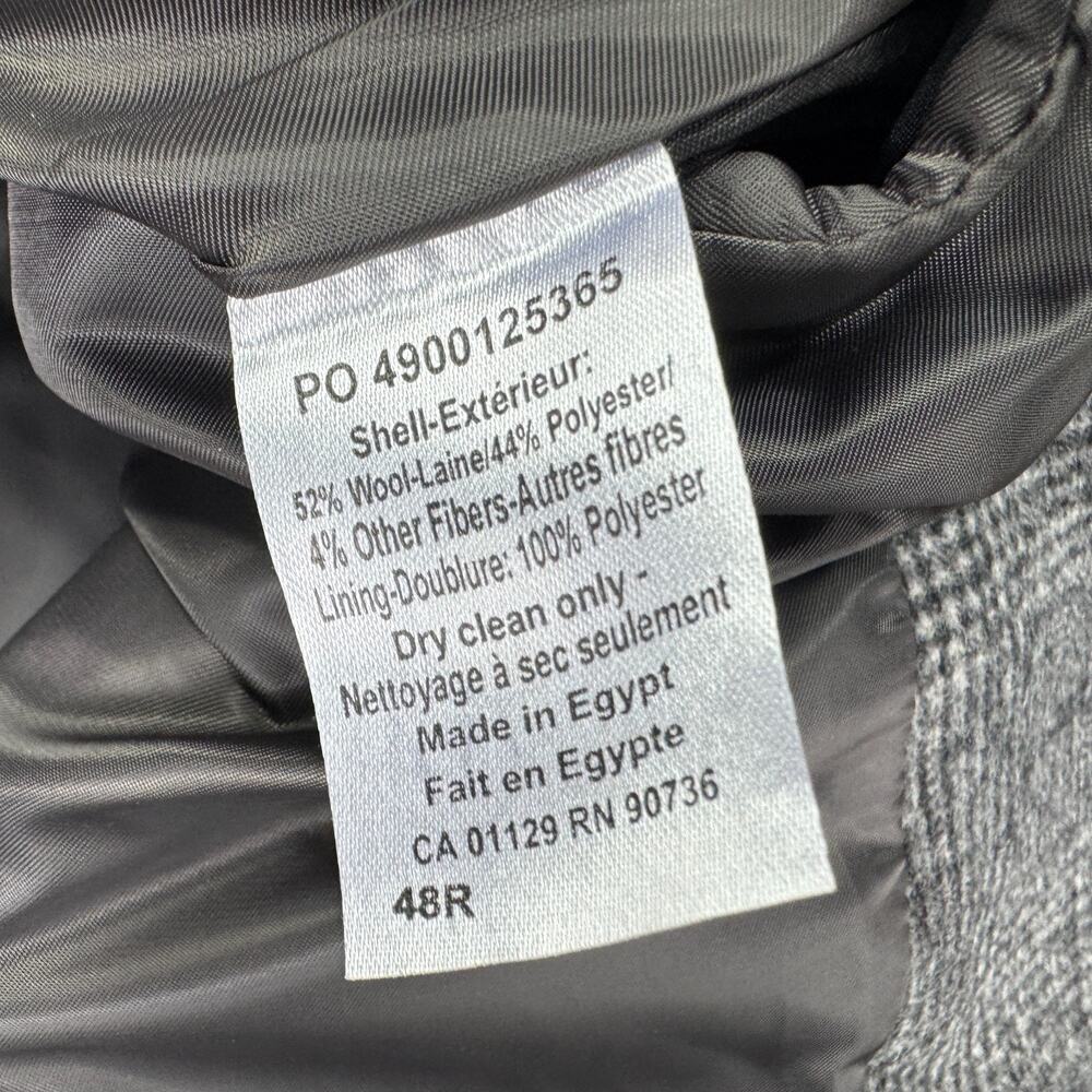 Lauren Ralph Lauren Mens Luther Luxury Blend Glen Plaid Overcoat Black White 48R - Picture 5 of 5